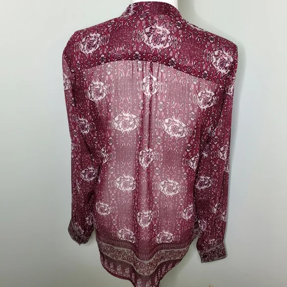 KUT from the Kloth Sheer Long Sleeve Chiffon Boho Floral Blouse Size Medium - Picture 3 of 4